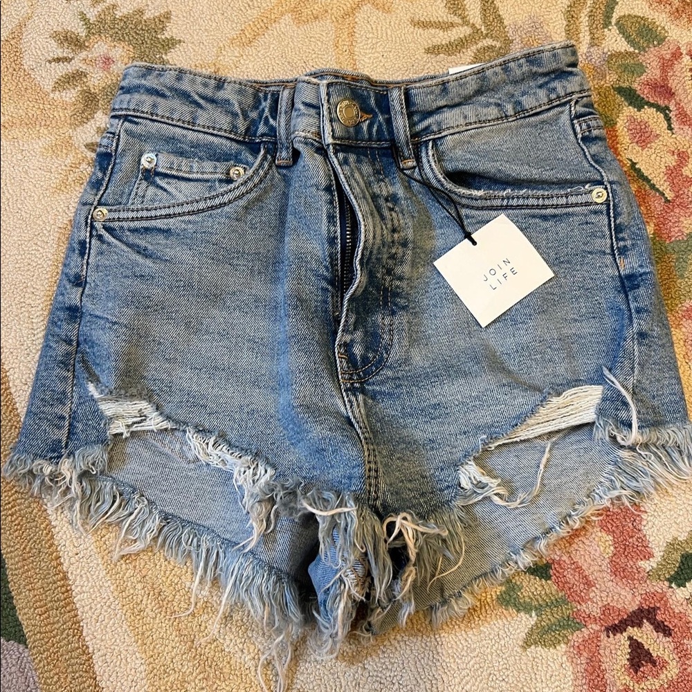 Zara high waisted blue wash jean shorts